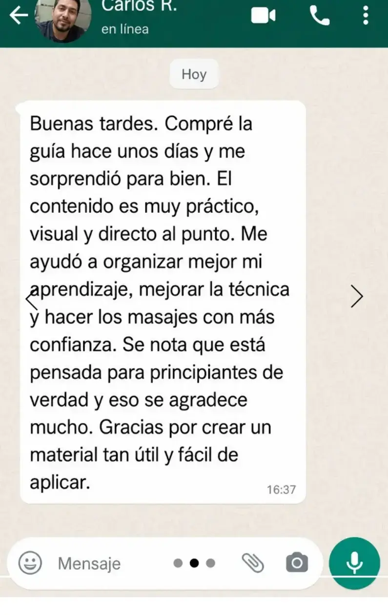 Depoimento real de Carlos sobre la guía de masaje
